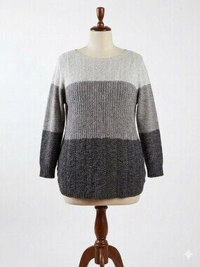 Faded Glory Neutral Tone Sweater in Light, Medium & Dark Gray Size 4X (26/28W)